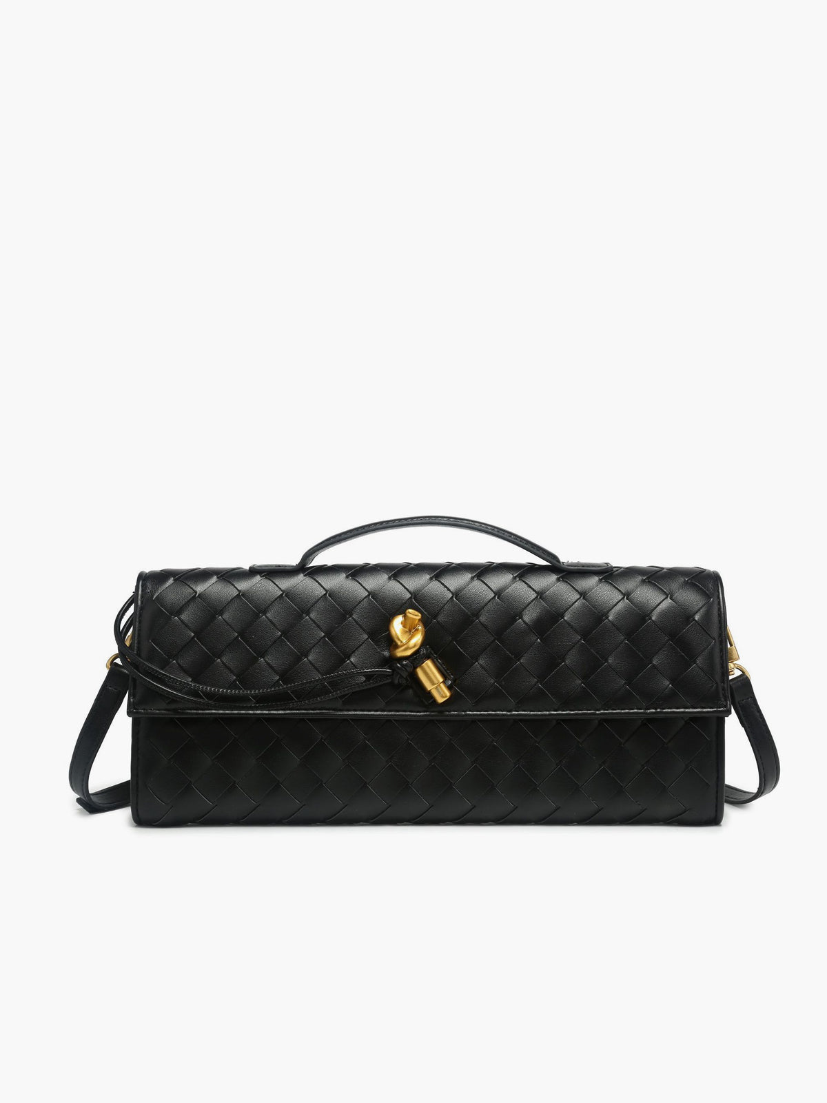 Lisa - Women’s Two‑Way Woven Flap Clutch & Shoulder Bag Gold‑Tone Hardware
