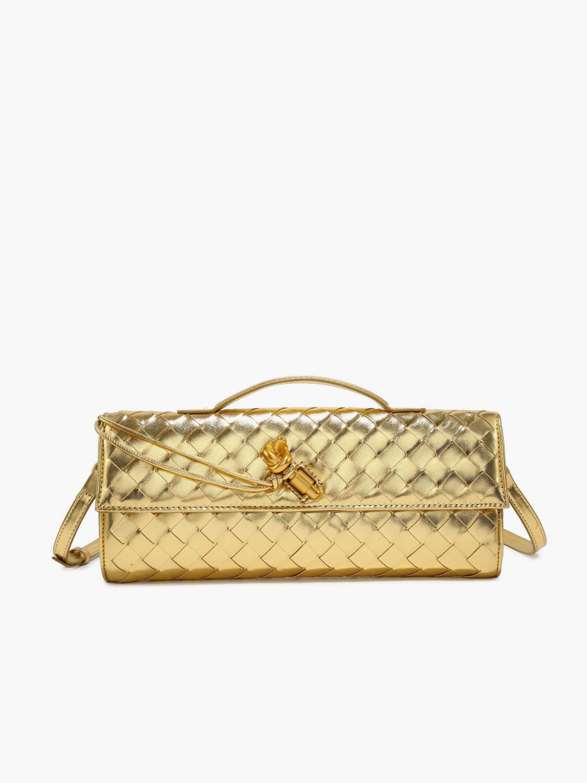 Lisa - Women’s Two‑Way Woven Flap Clutch & Shoulder Bag Gold‑Tone Hardware
