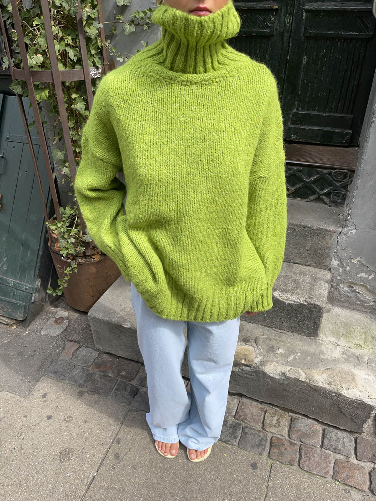 Valdamara - Lime Green Oversized Turtleneck Sweater