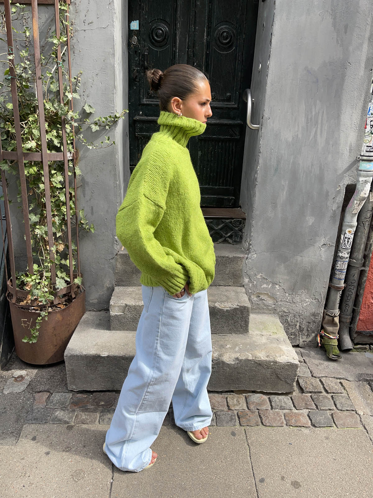 Valdamara - Lime Green Oversized Turtleneck Sweater