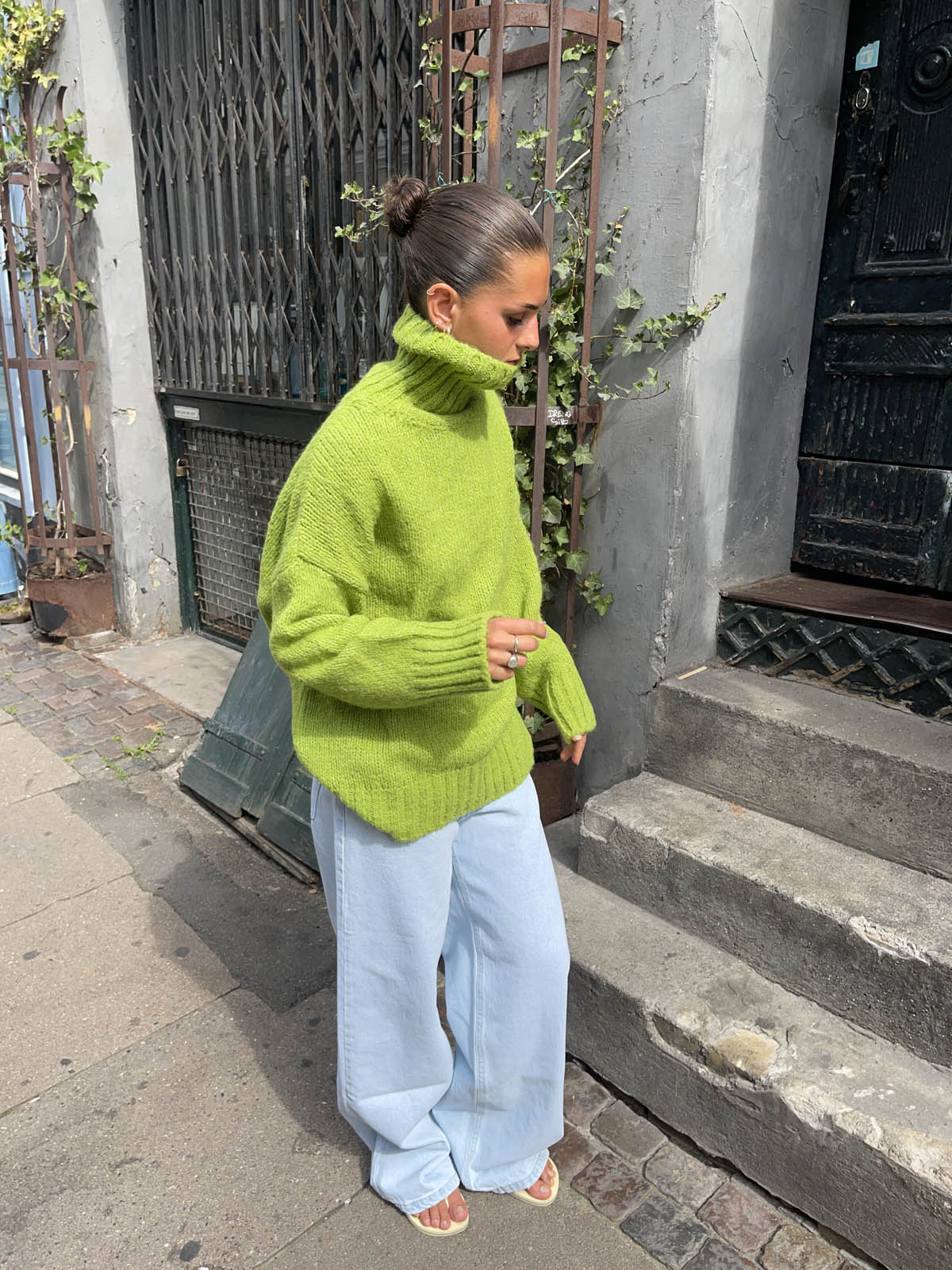 Valdamara - Lime Green Oversized Turtleneck Sweater