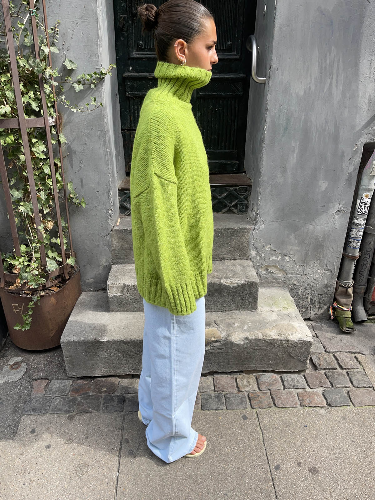 Valdamara - Lime Green Oversized Turtleneck Sweater
