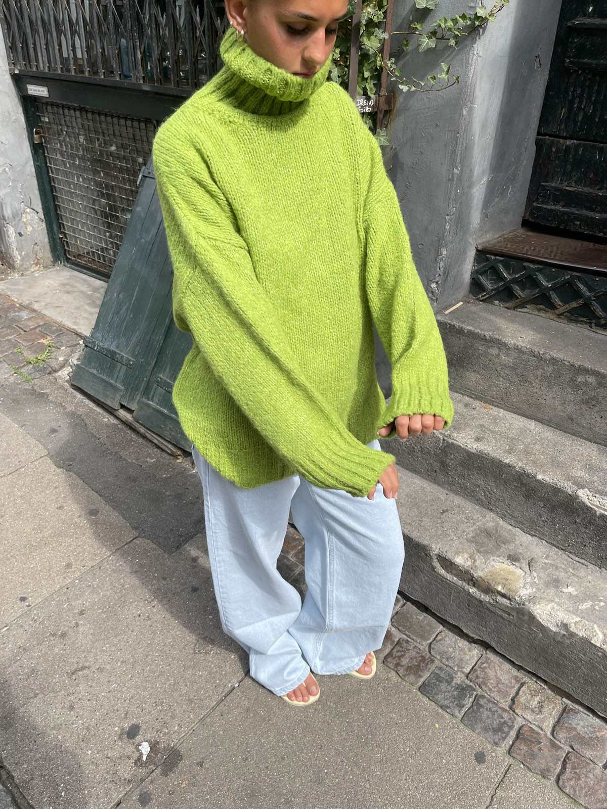 Valdamara - Lime Green Oversized Turtleneck Sweater