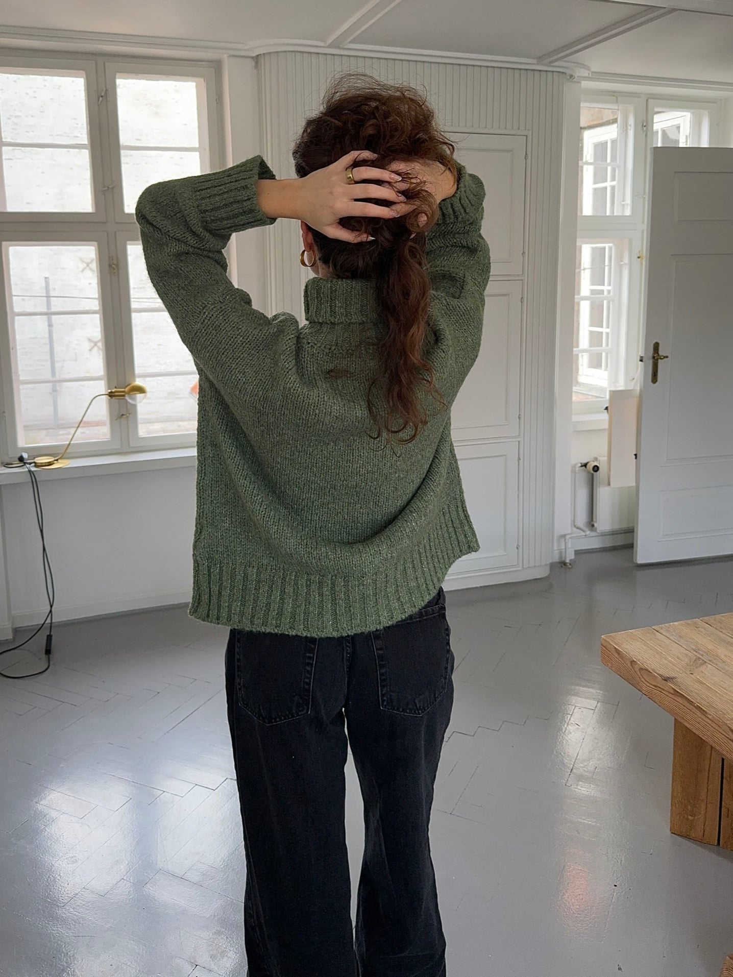 Clara – Green Ribbed Turtleneck Winter Sweater
