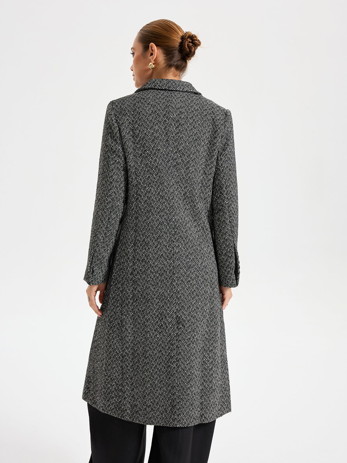 Wool Blend Double Breasted Coat for Women