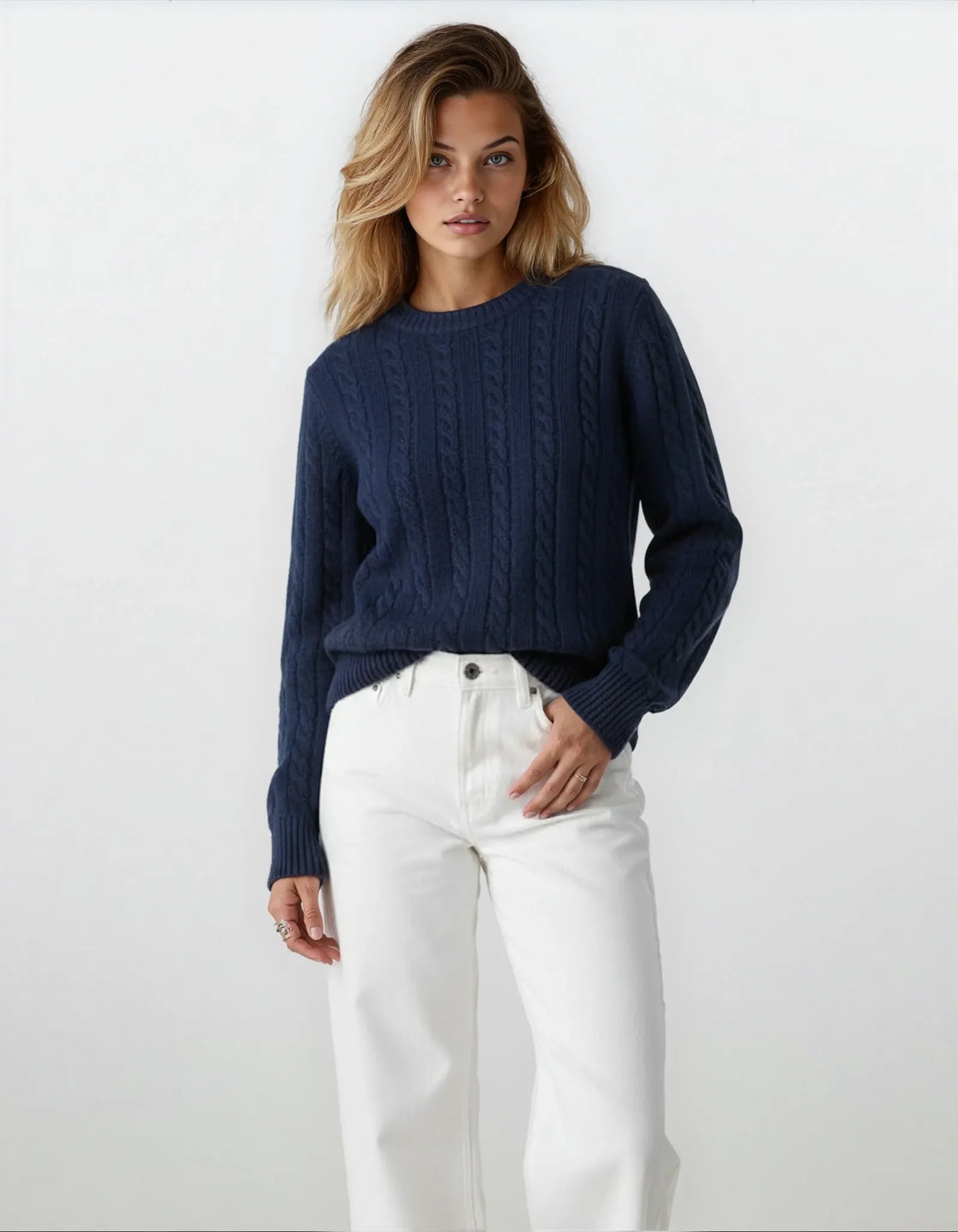 Clara – Cable-Knit Crewneck Sweater or Women