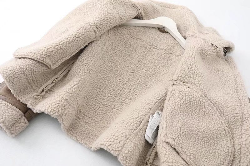 Nuzk - Women’s Fleece Suede Biker Jacket