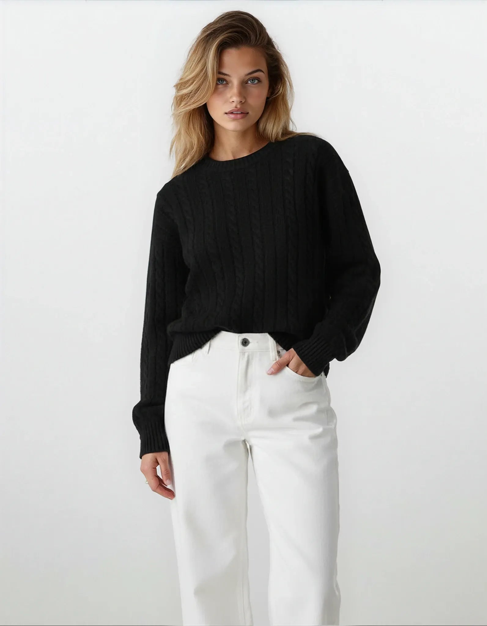 Clara – Cable-Knit Crewneck Sweater or Women