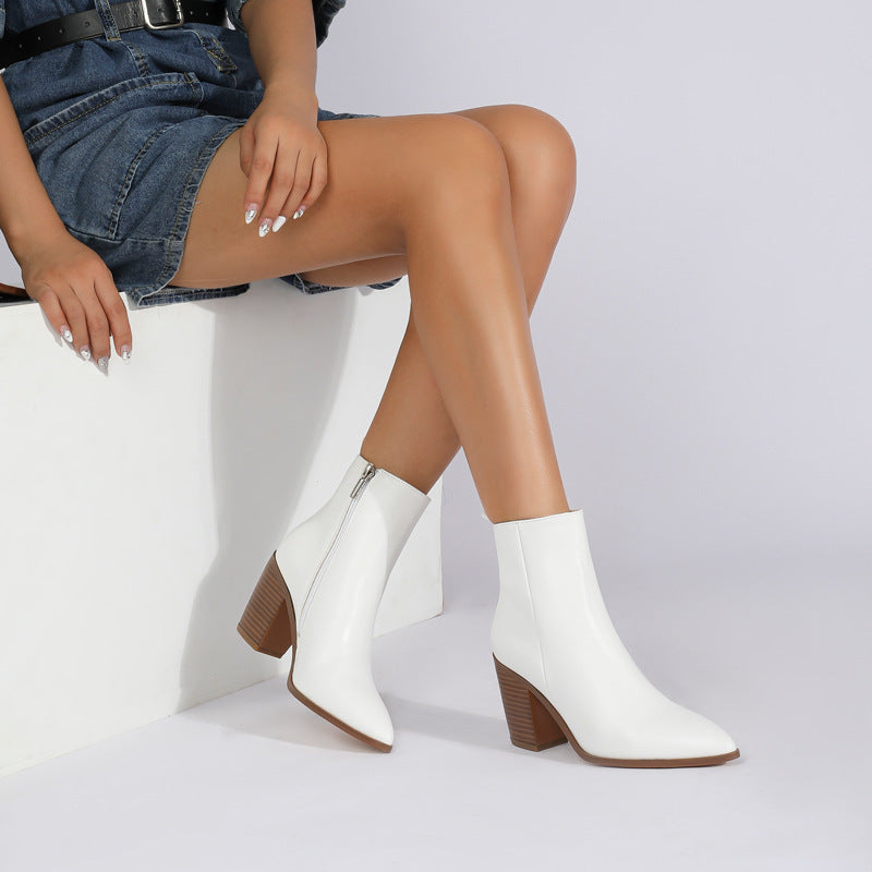 Ysera - Pointed Ankle Block Heel Boots