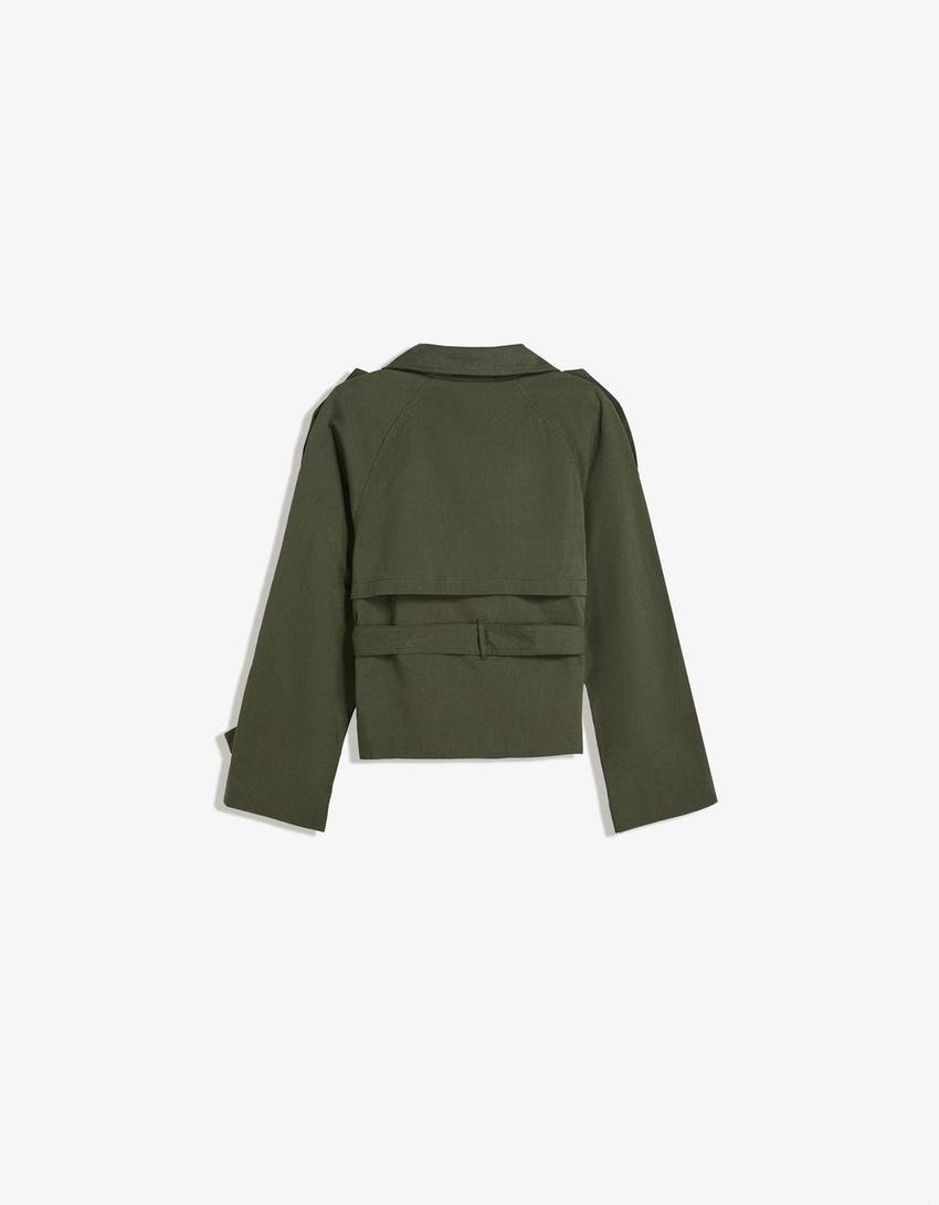 Rowan - Cropped High Collar Waterproof Belted Trenchcoat Woman