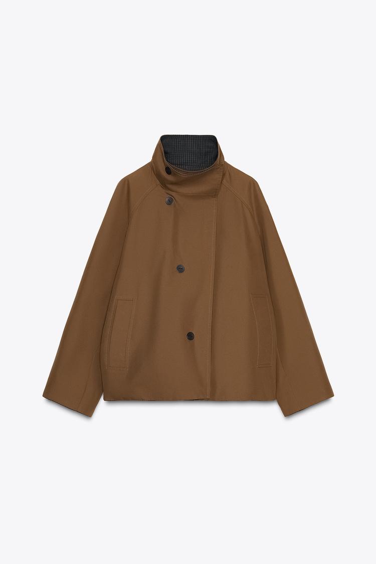 Harlow – Short Cocoon Jacket with Asymmetric Button