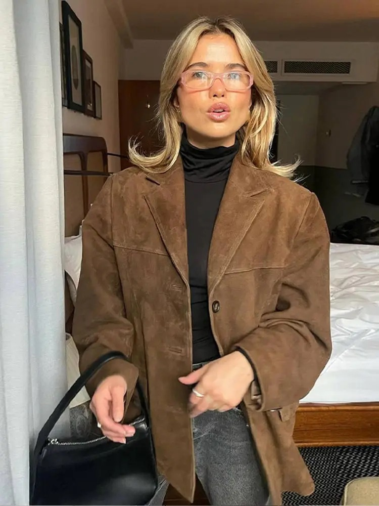 Oversized Brown Waterproof Cropped Trenchcoat Women