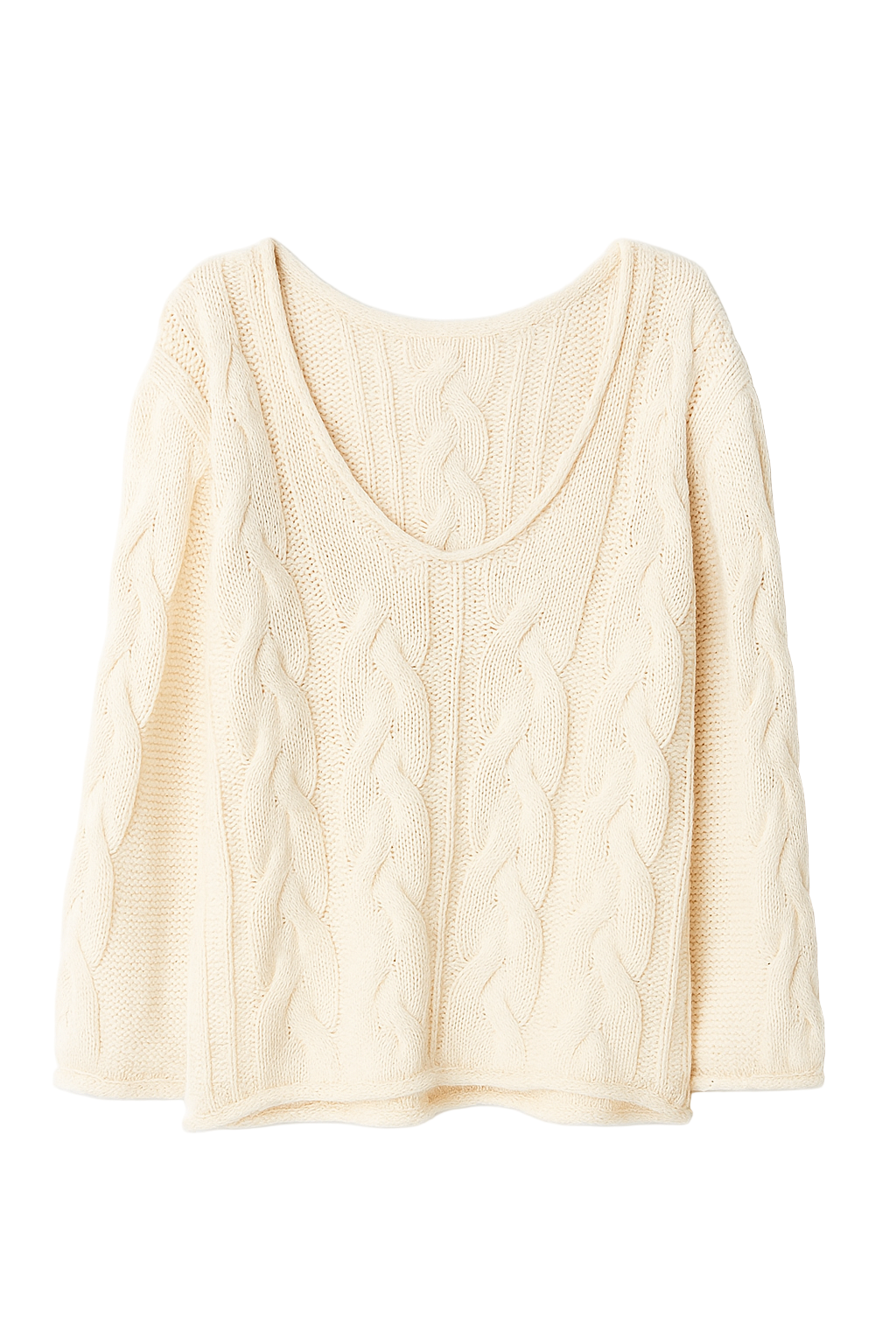 Mia – Cream Oversized Cable-Knit V-Neck cardigan