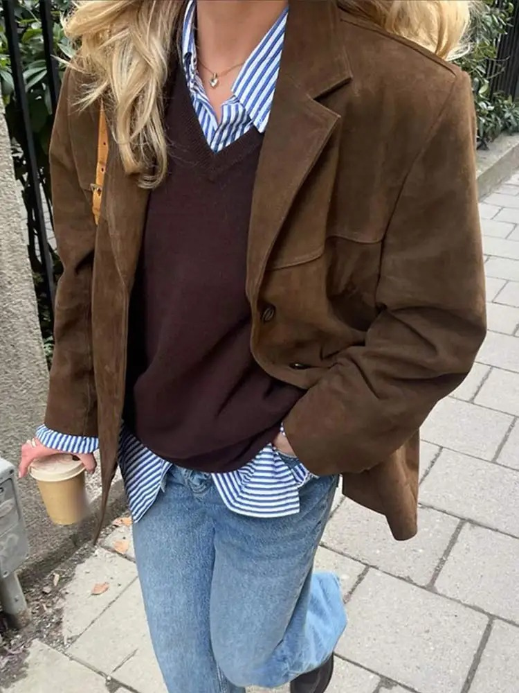 Oversized Brown Waterproof Cropped Trenchcoat Women