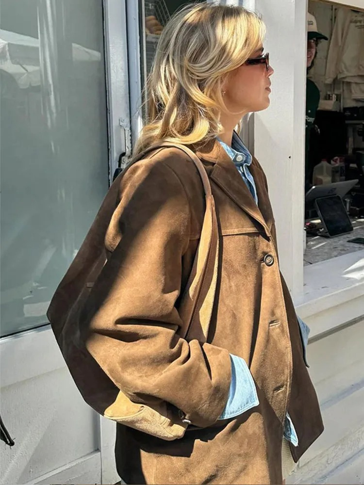 Oversized Brown Waterproof Cropped Trenchcoat Women