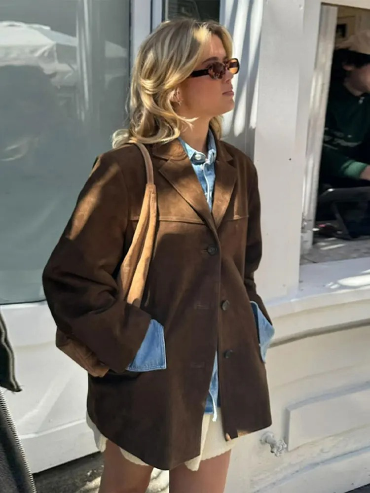 Oversized Brown Waterproof Cropped Trenchcoat Women