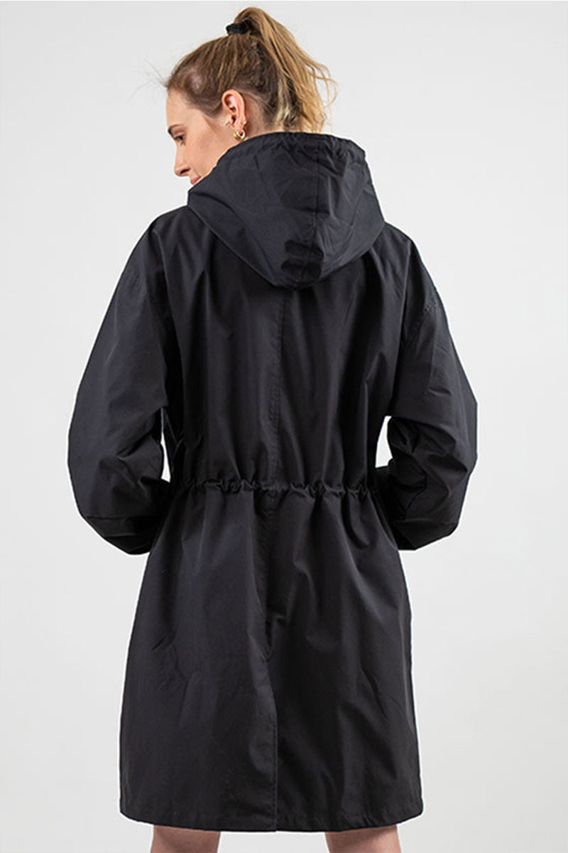 Women Waterproof Hooded Trench Coat Windbreaker