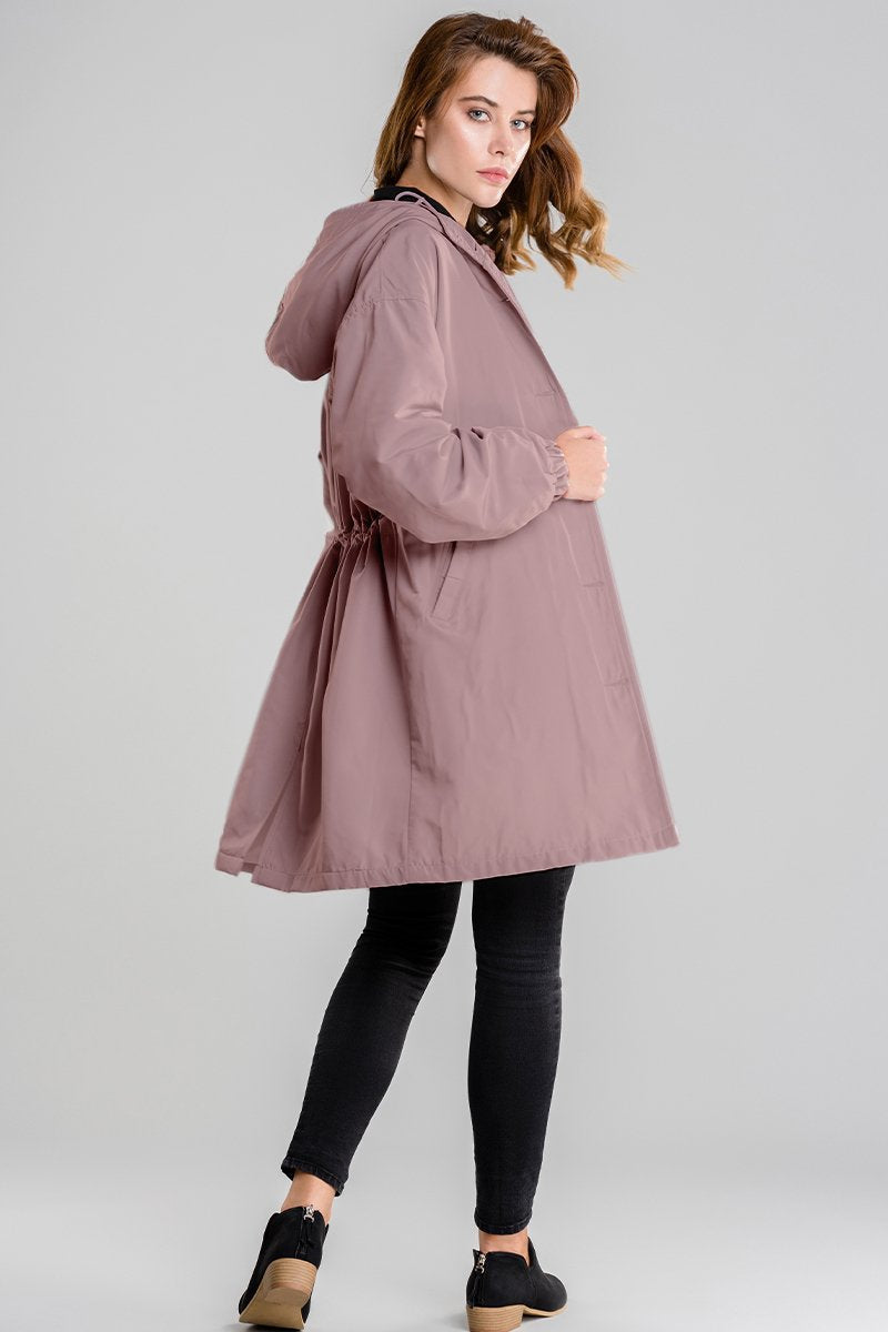 Women Waterproof Hooded Trench Coat Windbreaker