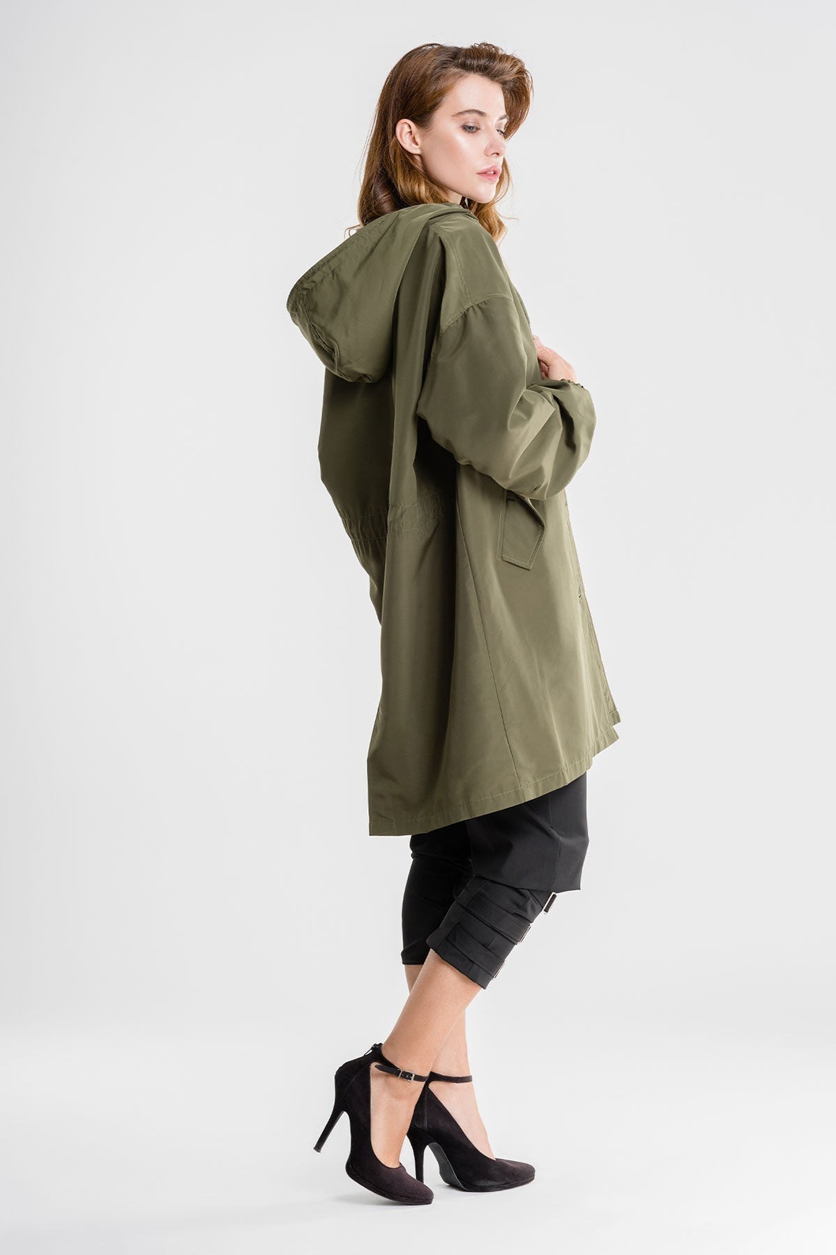 Women Waterproof Hooded Trench Coat Windbreaker