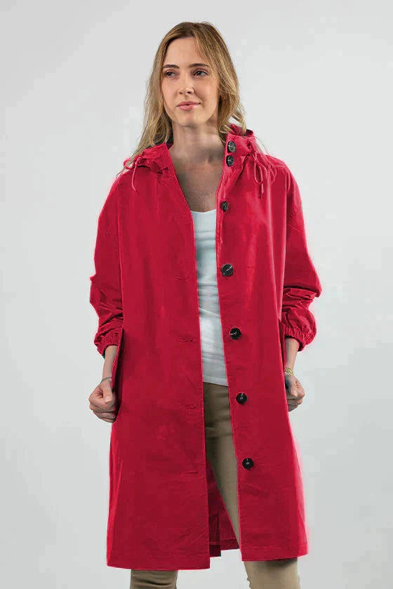 Women Waterproof Hooded Trench Coat Windbreaker