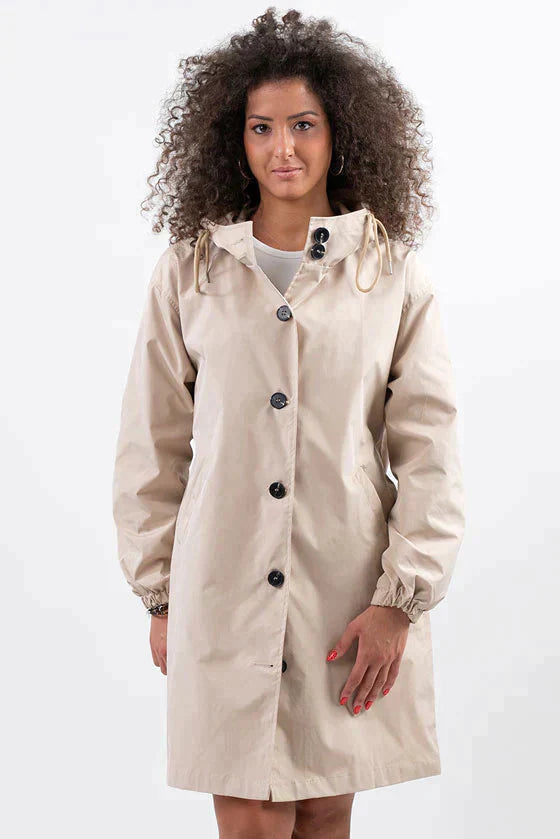 Women Waterproof Hooded Trench Coat Windbreaker