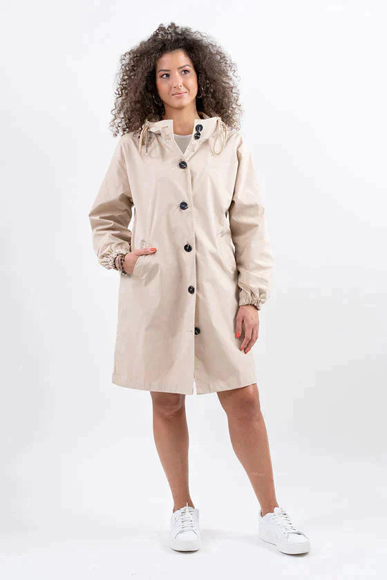 Women Waterproof Hooded Trench Coat Windbreaker