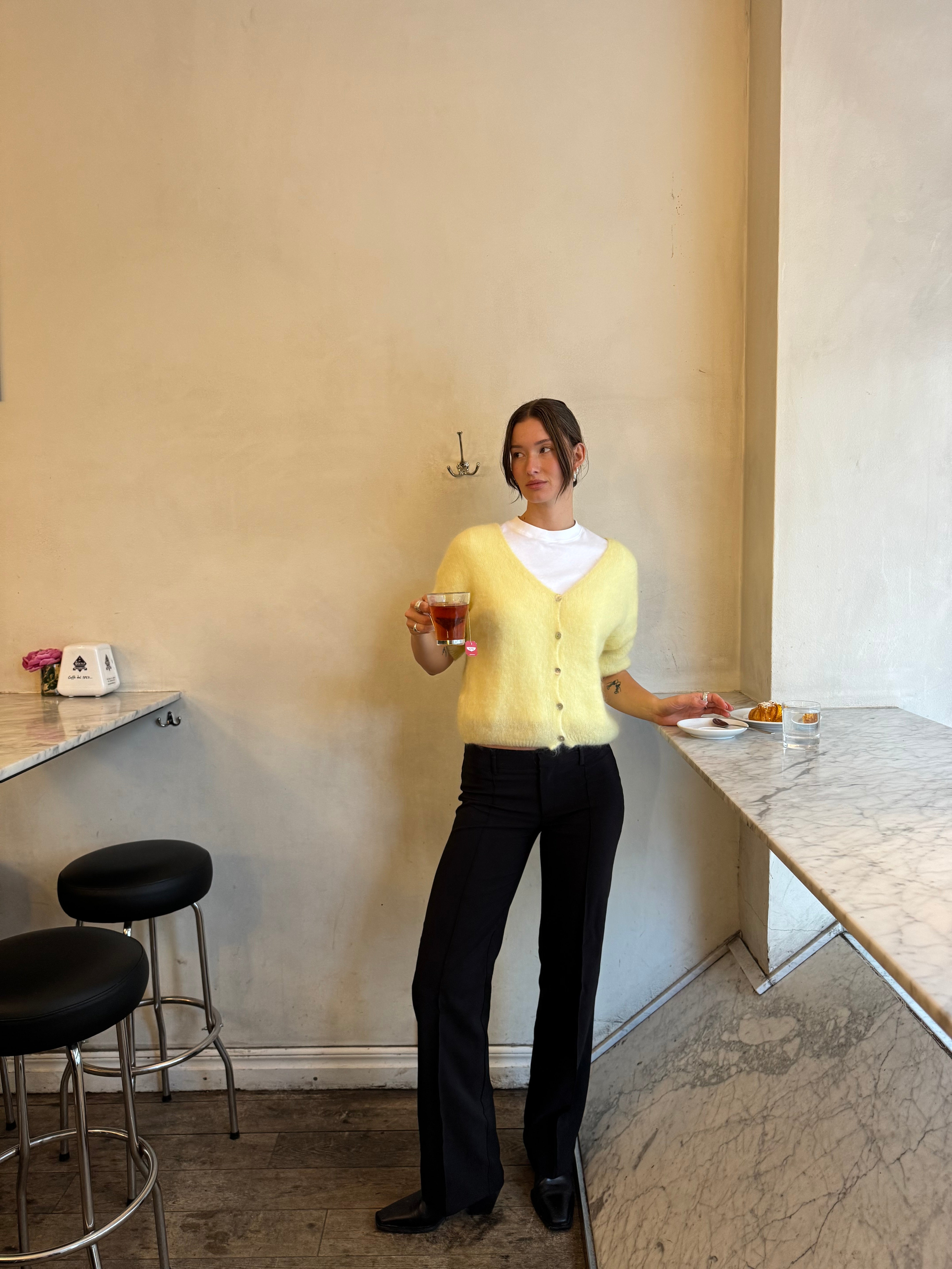 Cardigan V-neck Fluffy Mohair Woman