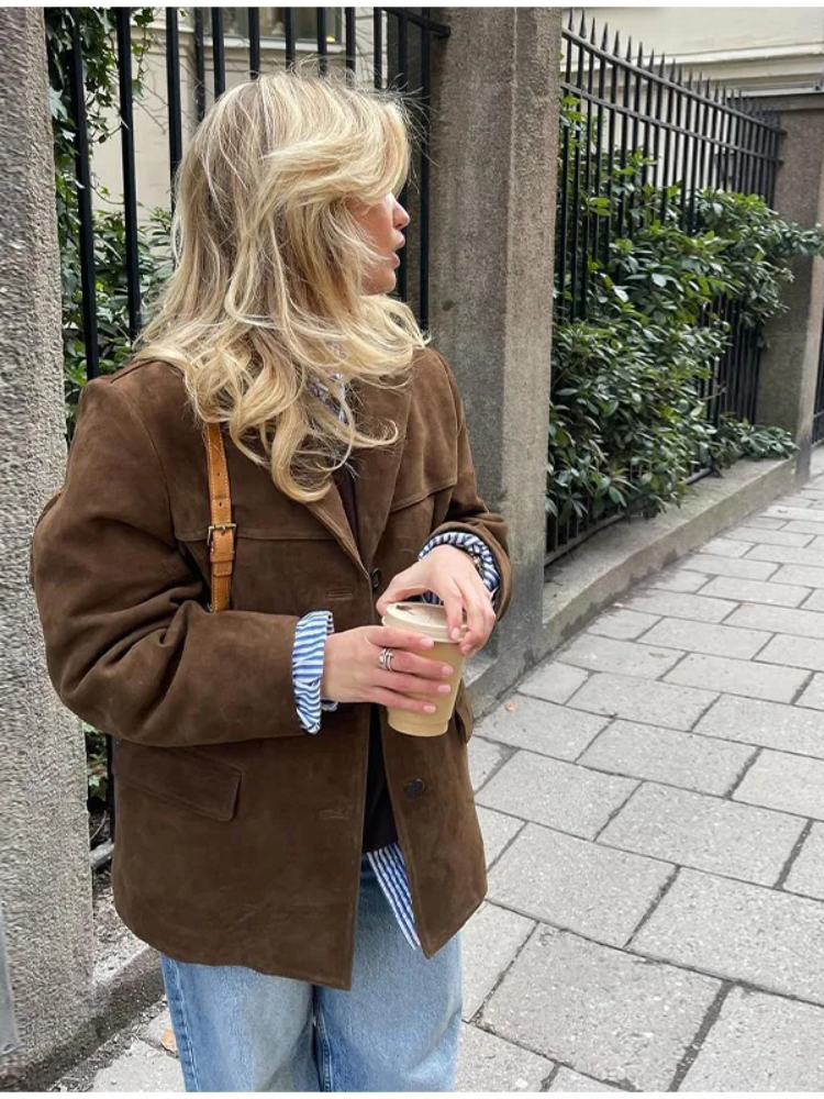 Oversized Brown Waterproof Cropped Trenchcoat Women