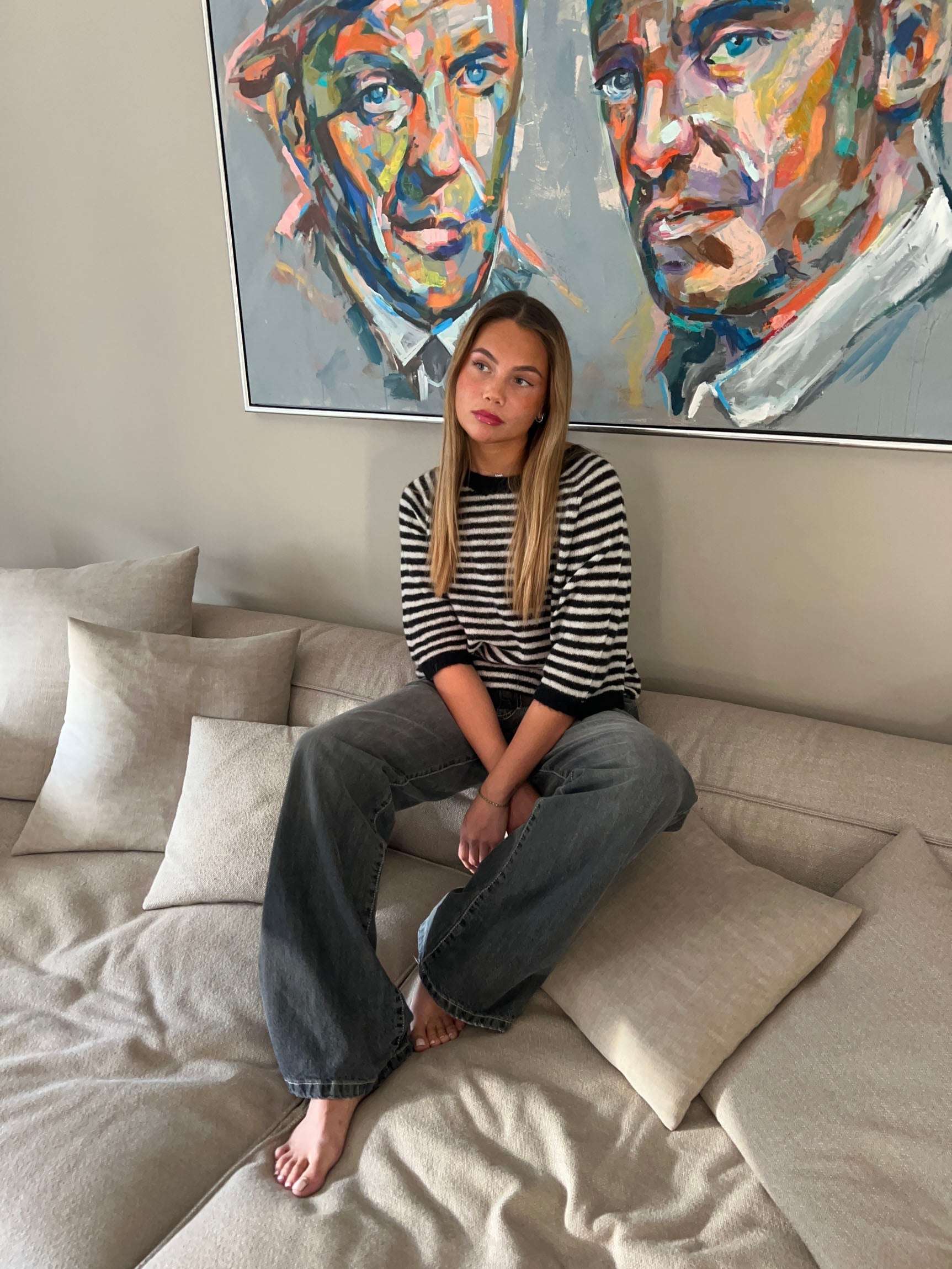 Stella – Black & White Striped Knit Top