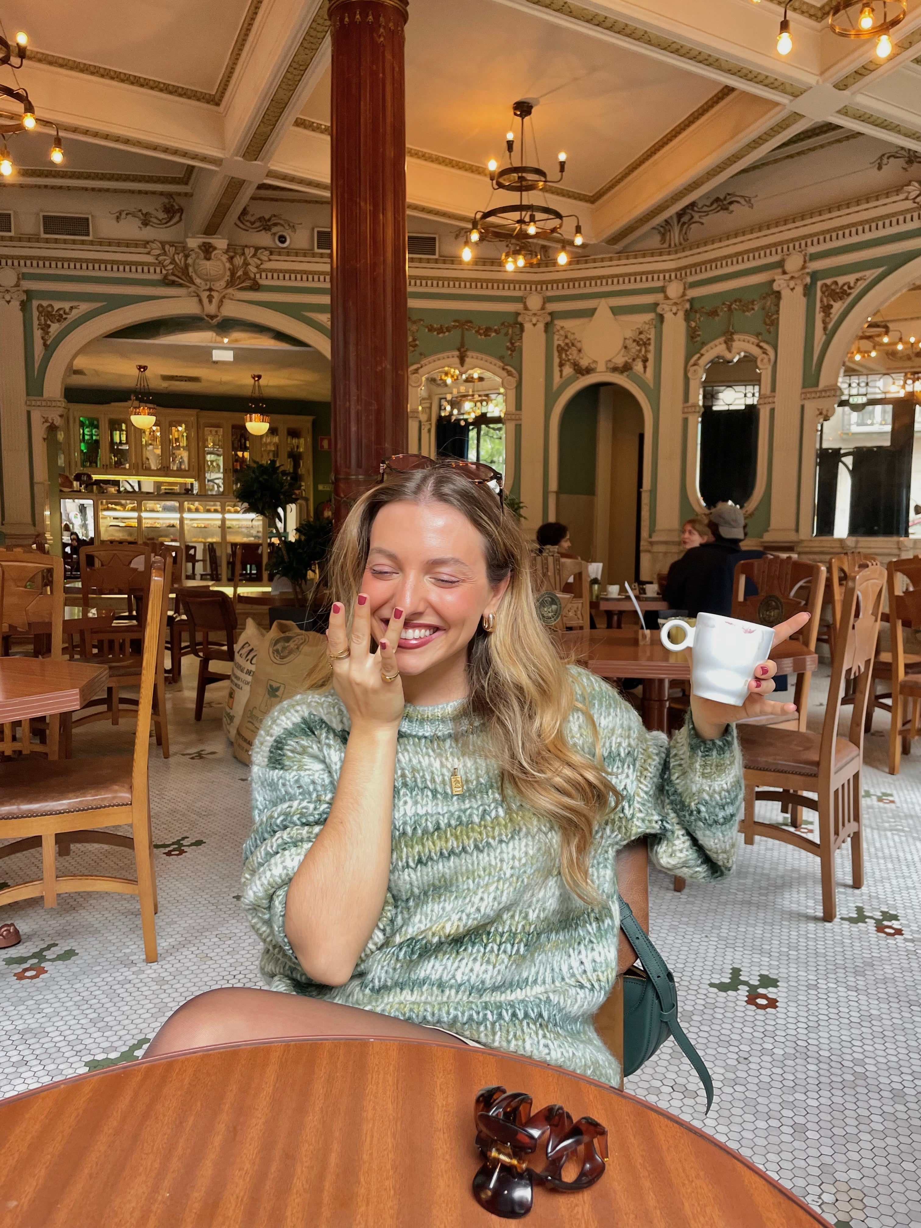 Zoe – Green Striped Knit Sweater