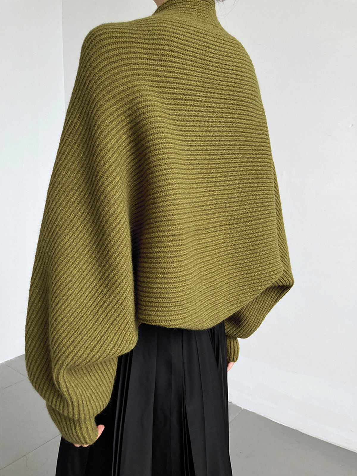 Solid Open-Front Shrug Green Sweater Woman