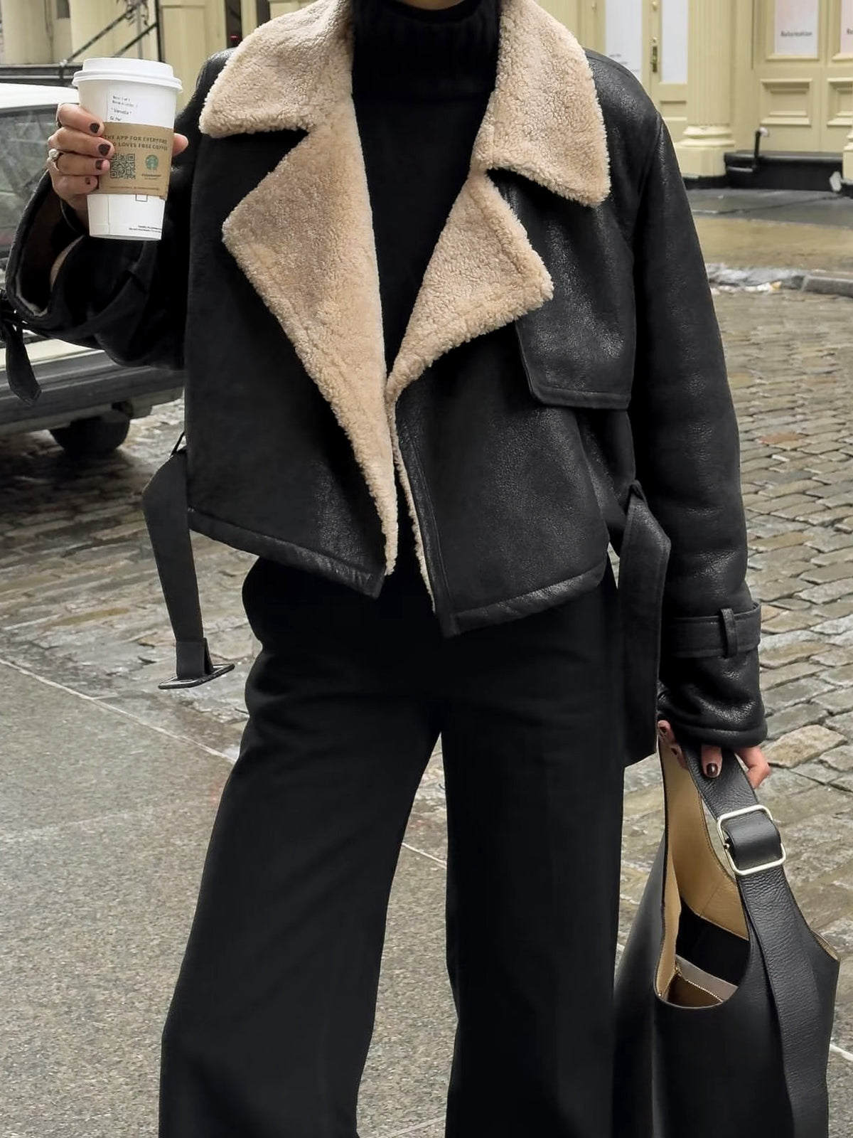Sherpa Lined Shearling Leather Flight Jacket Woman