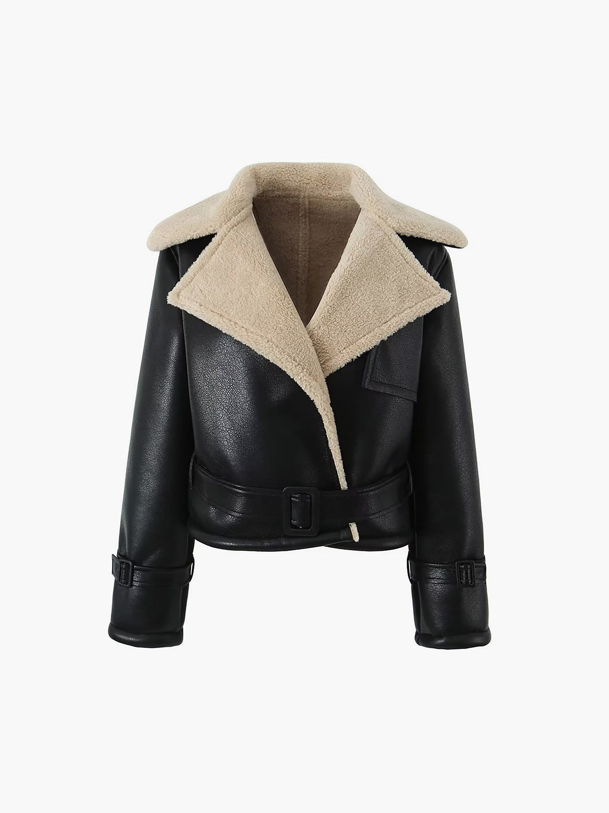 Sherpa Lined Shearling Leather Flight Jacket Woman