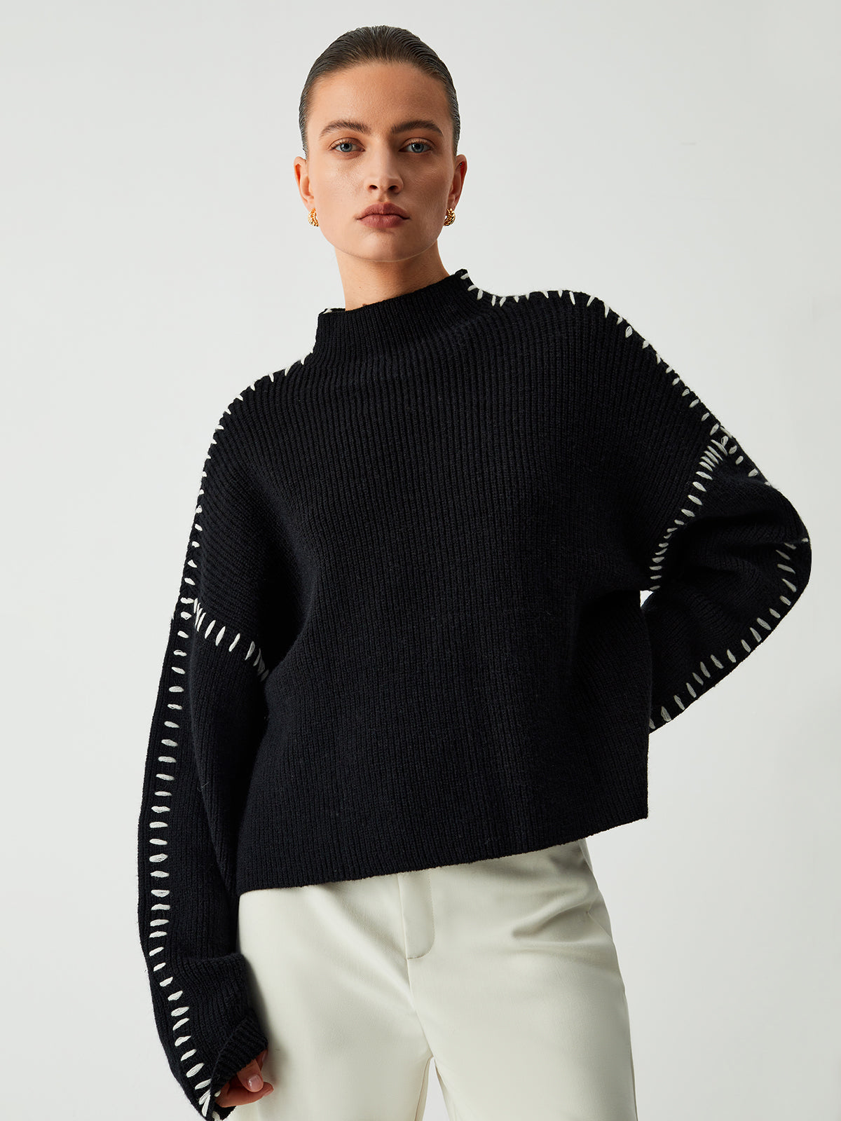 Oversized Mock Neck Sweater Woman