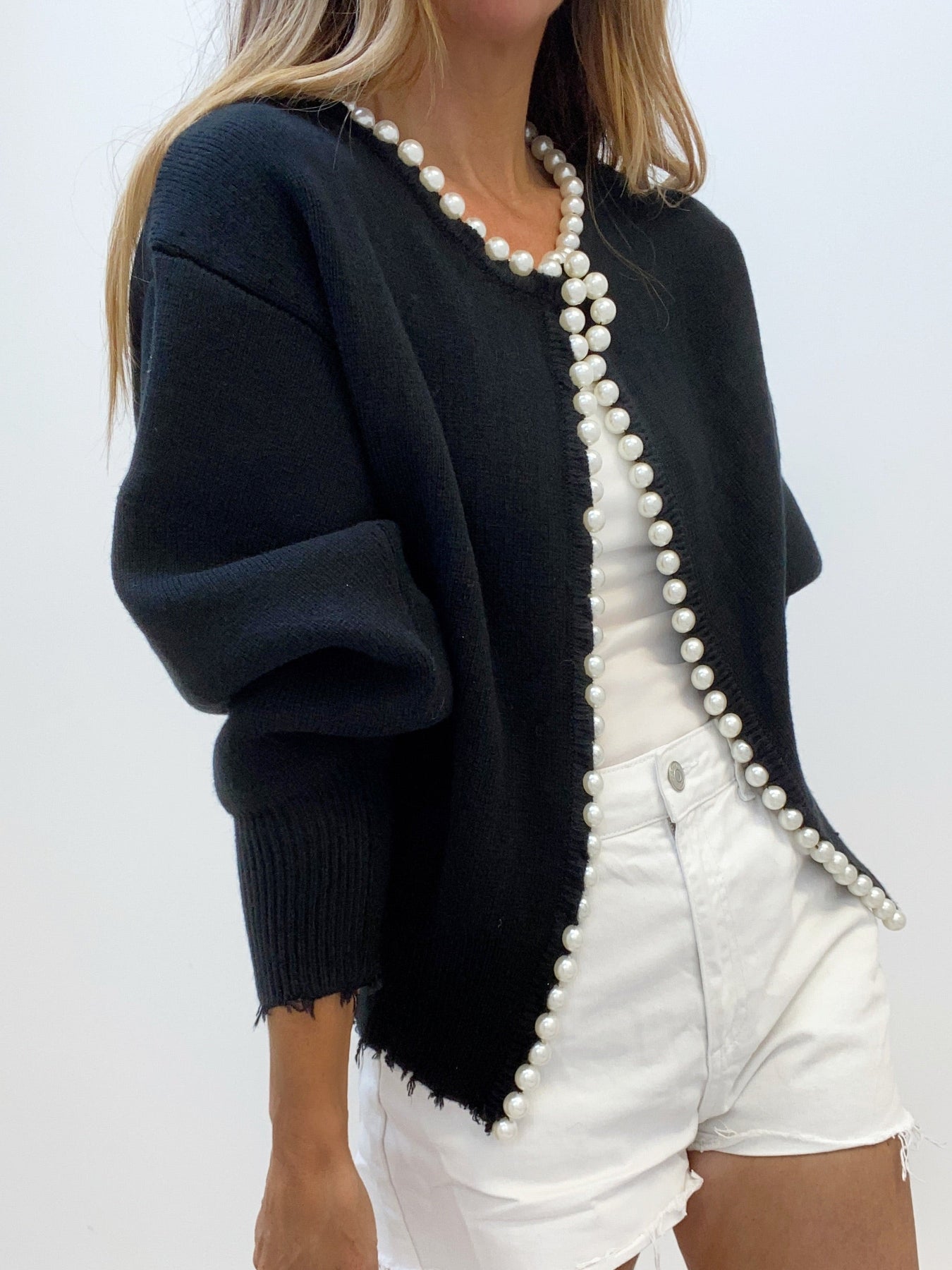 Pearl Trim White jacket Woman