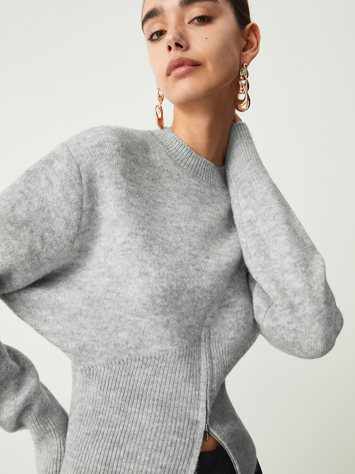 Half Zip Fuzzy Sweater Woman