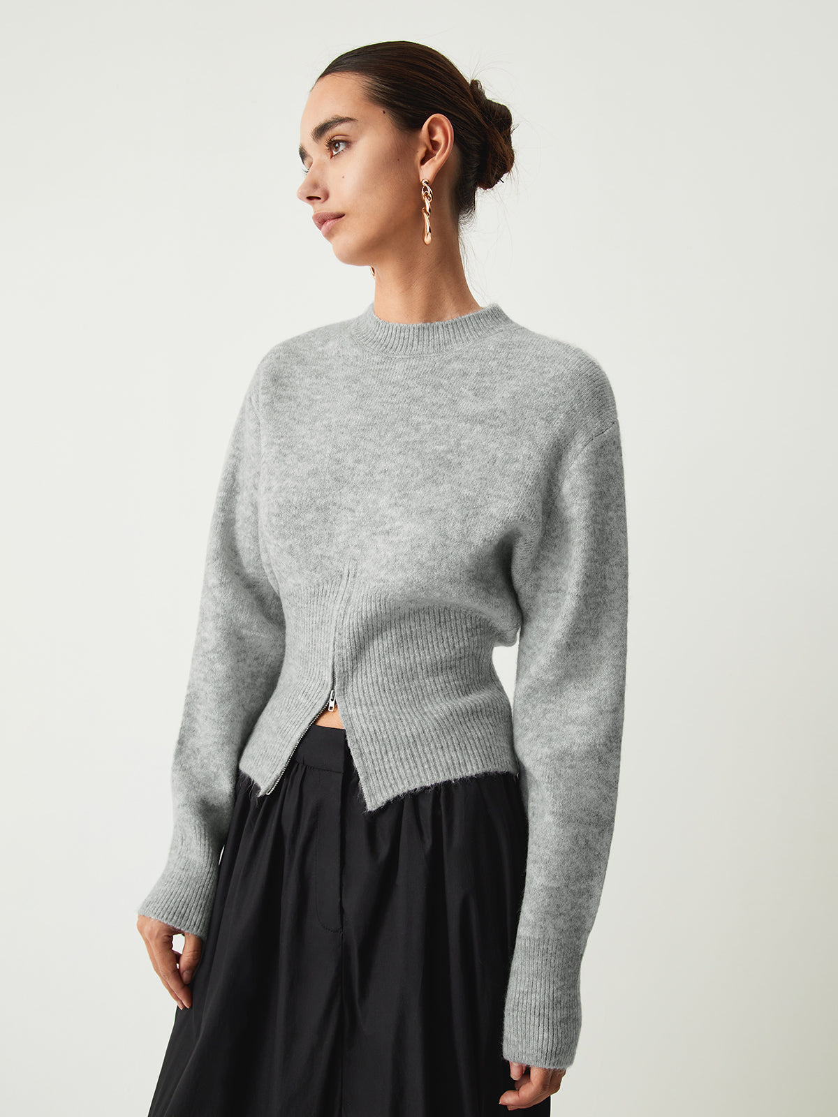 Half Zip Fuzzy Sweater Woman