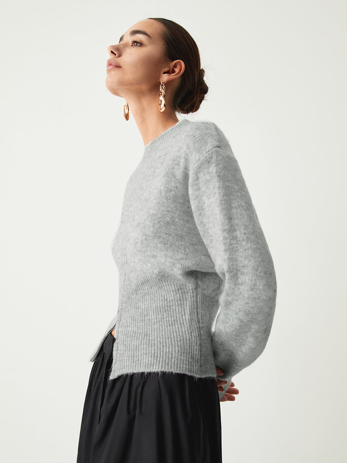 Half Zip Fuzzy Sweater Woman