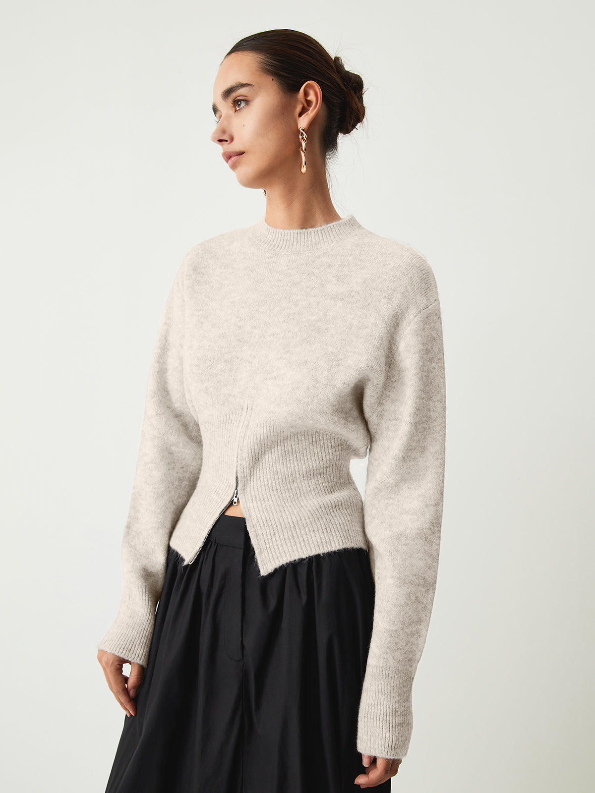 Half Zip Fuzzy Sweater Woman