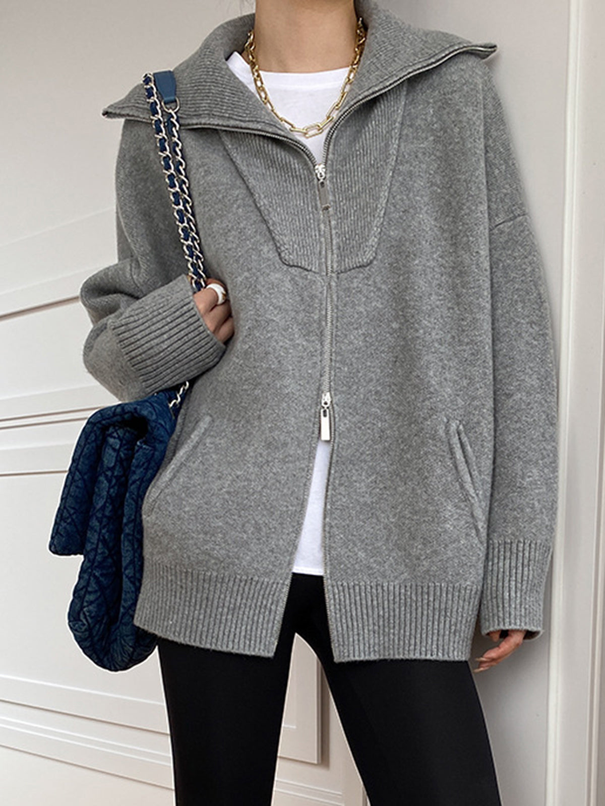 Oversized Open Collar Cardigan Woman