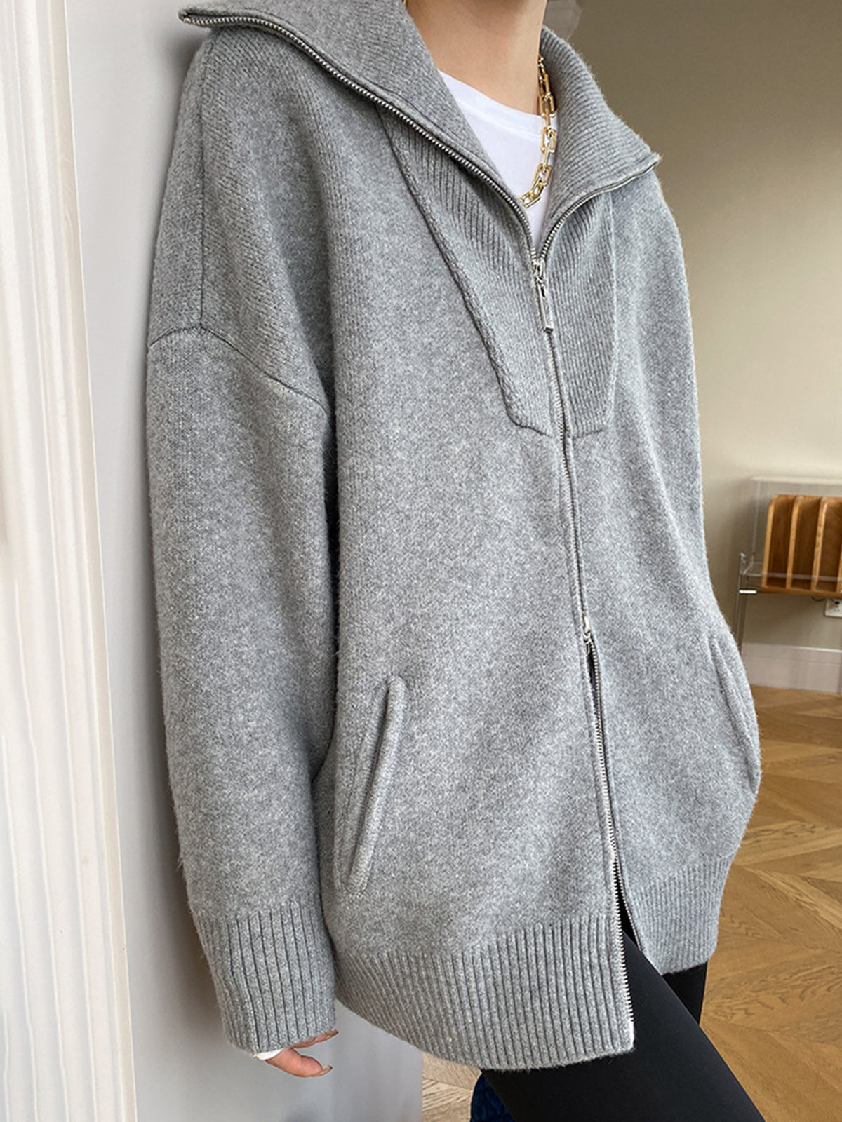 Oversized Open Collar Cardigan Woman