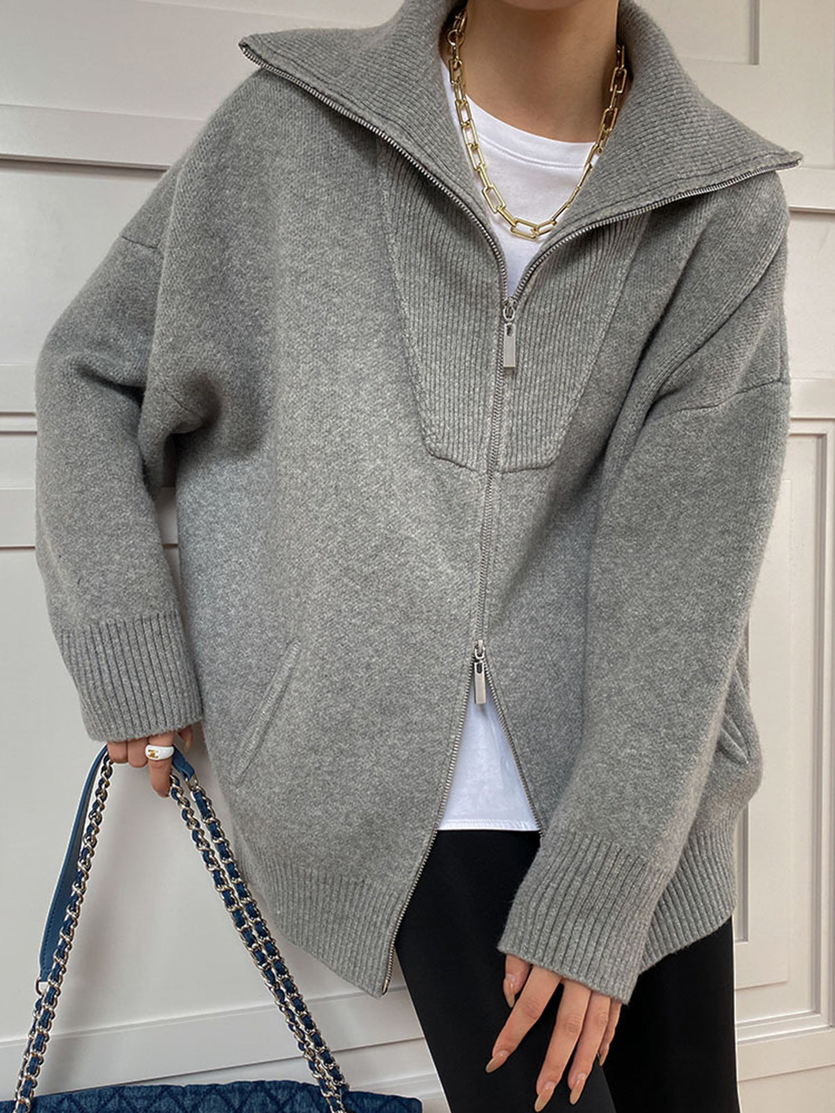 Oversized Open Collar Cardigan Woman