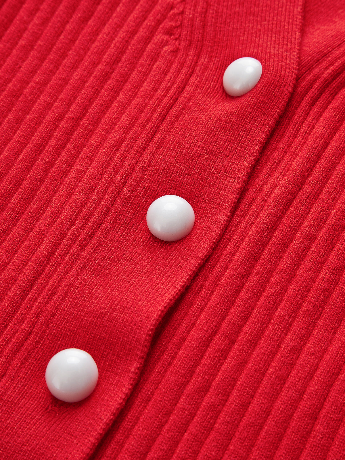Ruffled Trim Pearl Button Long Sleeve Cardigan Woman