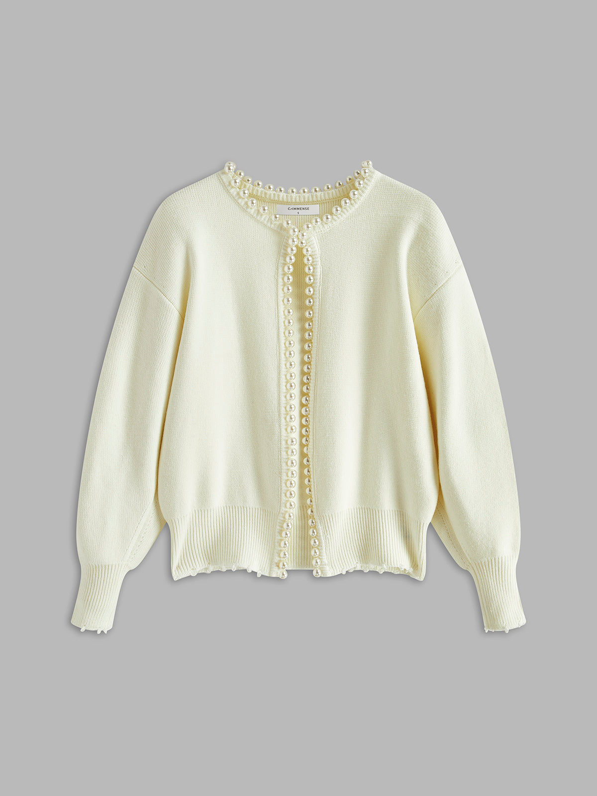 Pearl Trim White jacket Woman