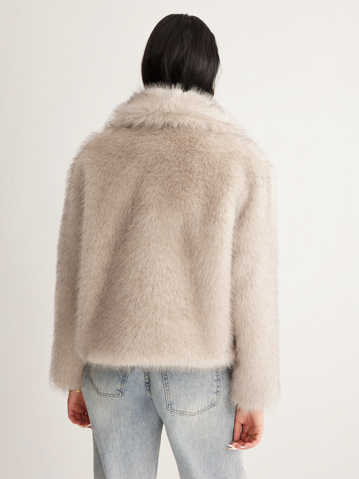 Faux Fur Button Wool Coat Woman