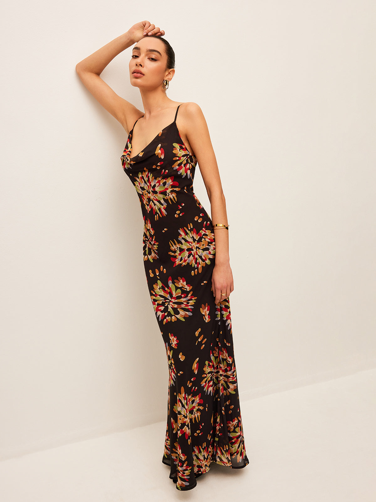 Robe cami en mousseline de soie au dos