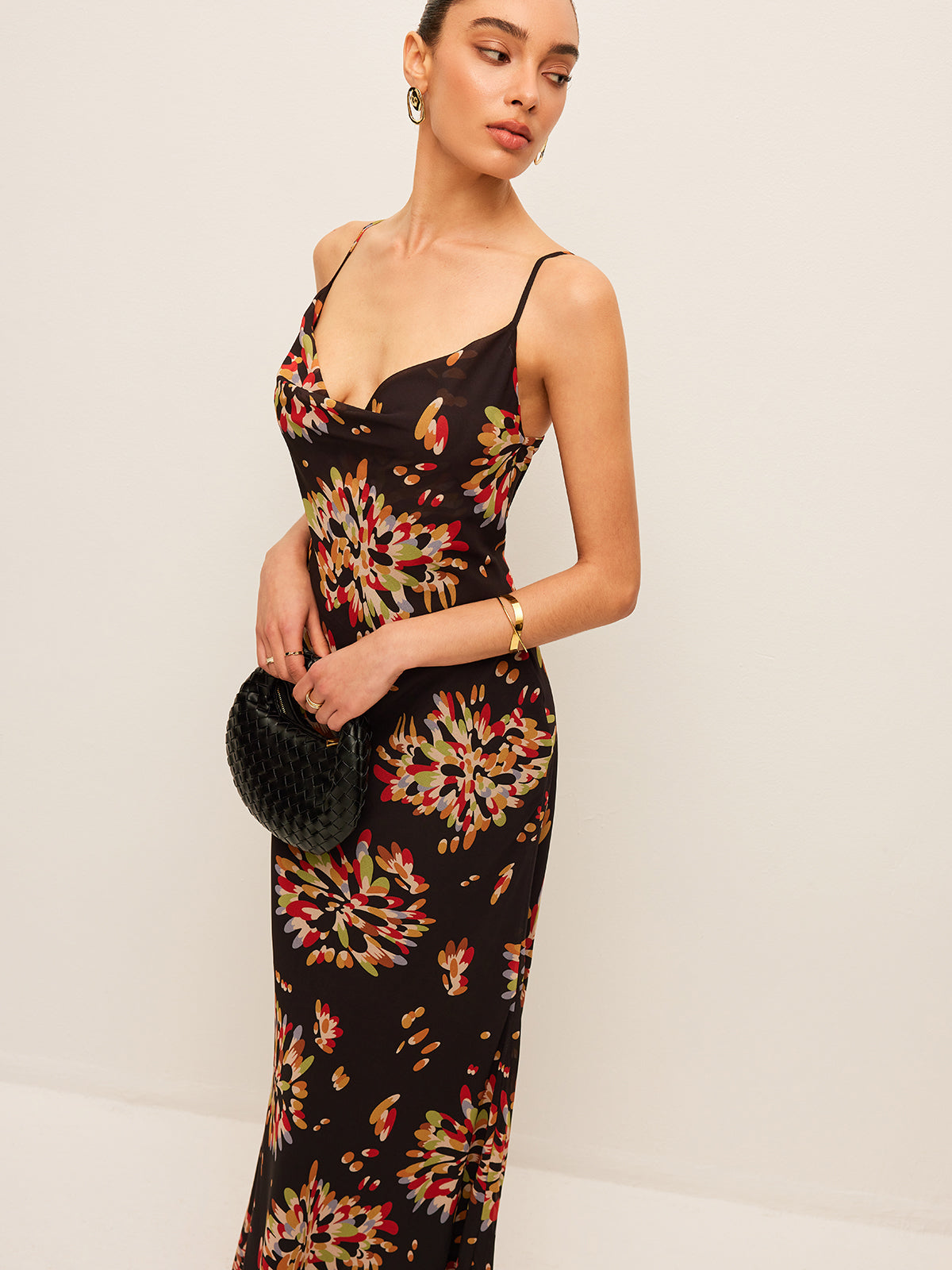 Robe cami en mousseline de soie au dos