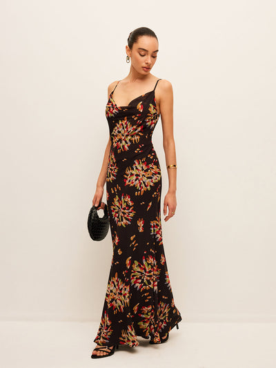 Robe cami en mousseline de soie au dos