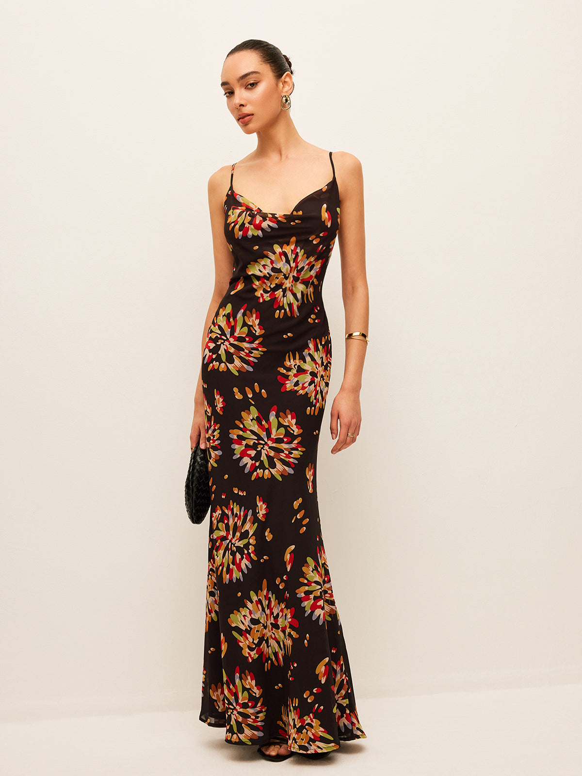 Robe cami en mousseline de soie au dos