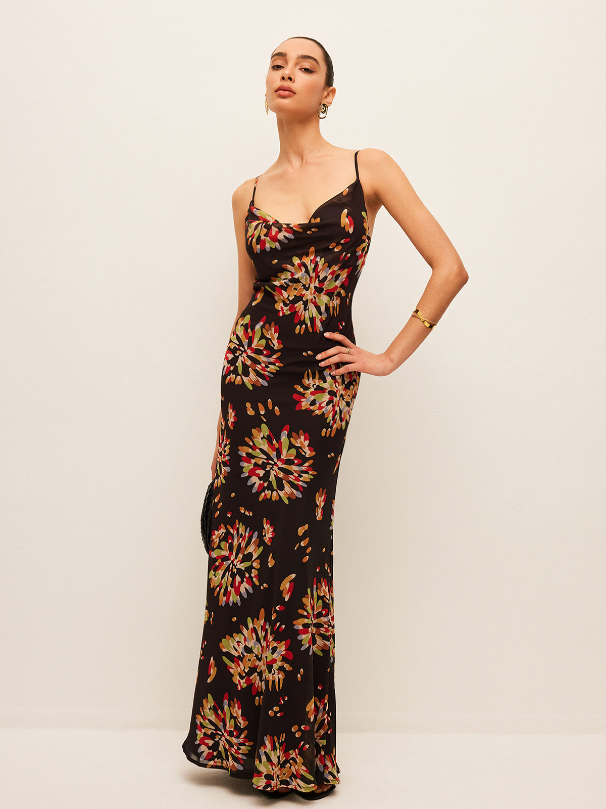 Robe cami en mousseline de soie au dos